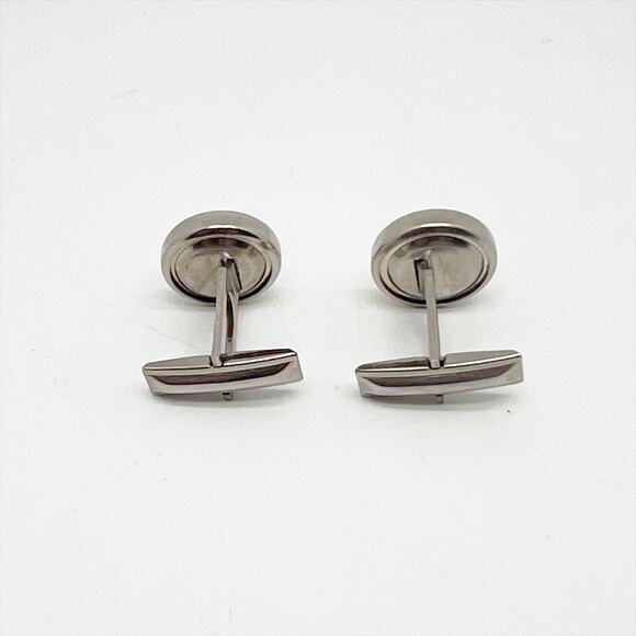 Lot of 2 Vintage Pairs of Glass Cuff Links Silver Tone Blue And Red/Brown - Picture 6 of 7